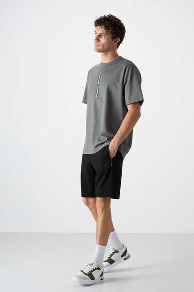 Tommylife Toptan Standart Kalıp Basic Erkek Şort 81136 Siyah