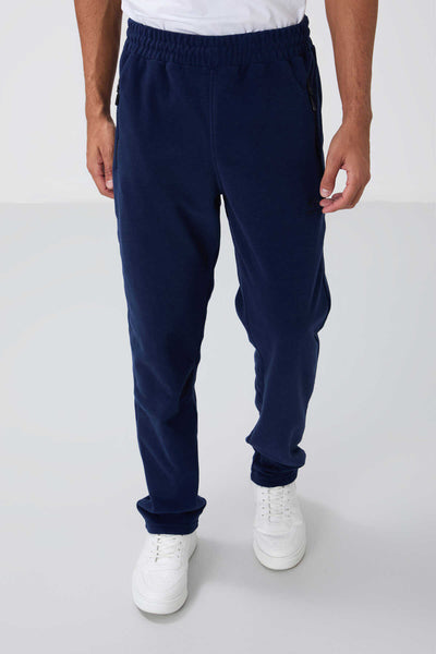 Tommylife Toptan Standart Kalıp Dik Yaka Klasik Paça Fermuarlı Erkek Polar Eşofman Takımı 85193 İndigo