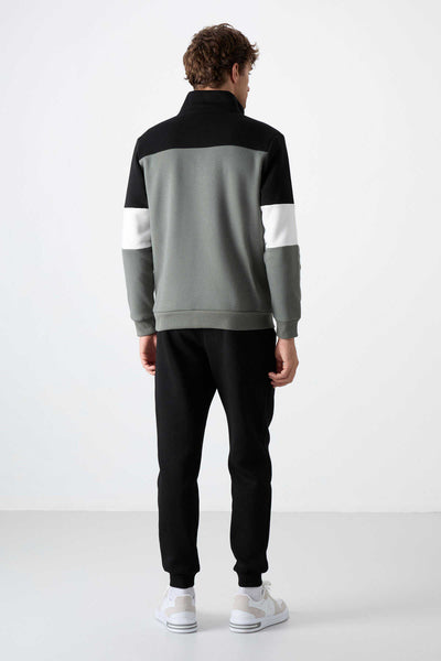 Tommylife Wholesale Hanorac cu Fermoar Standard Fit pentru Bărbați, Set Trening 85186 Verde Deschis - Negru