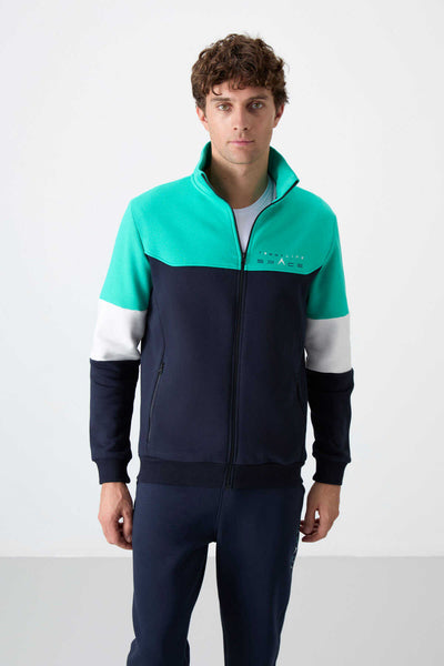 Set trening pentru bărbați Tommylife Wholesale Standard Fit cu fermoar, croială standard, 85186 Indigo