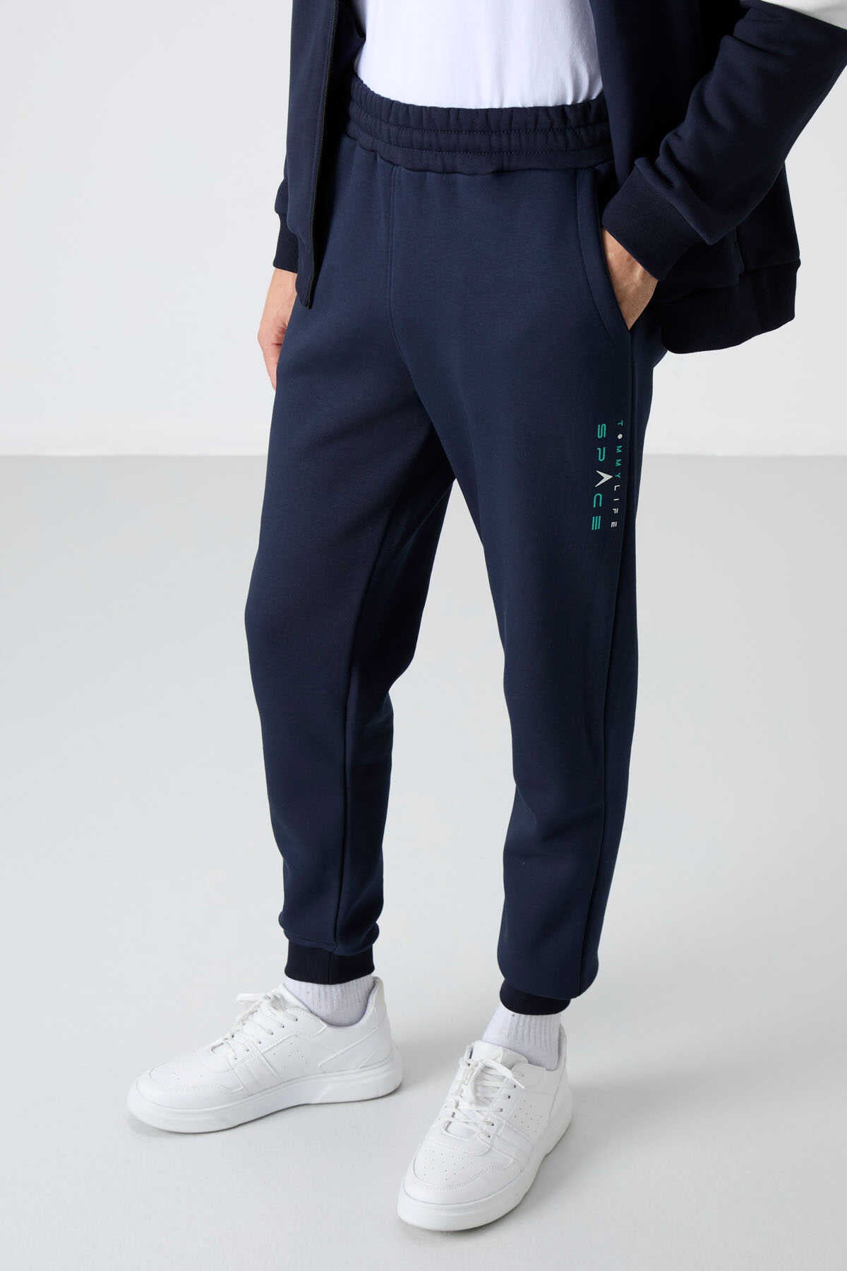 Set trening pentru bărbați Tommylife Wholesale Standard Fit cu fermoar, croială standard, 85186 Indigo