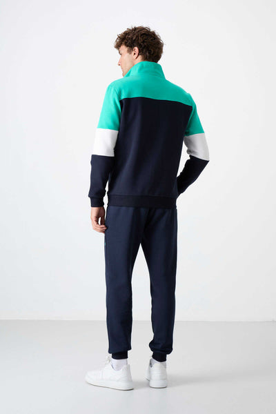 Set trening pentru bărbați Tommylife Wholesale Standard Fit cu fermoar, croială standard, 85186 Indigo