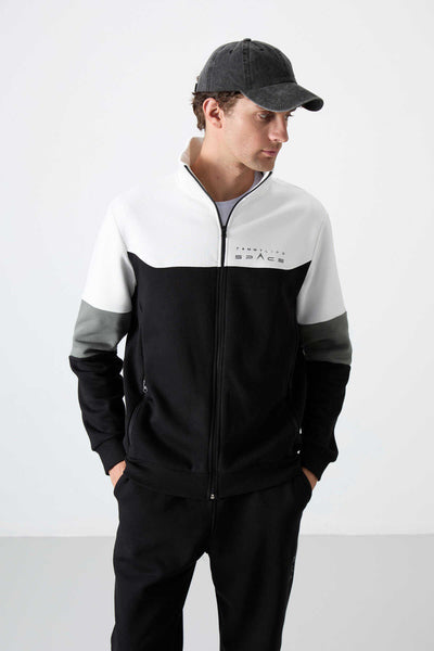 Set trening pentru bărbați Tommylife Wholesale Standard Fit cu fermoar, 85186, negru