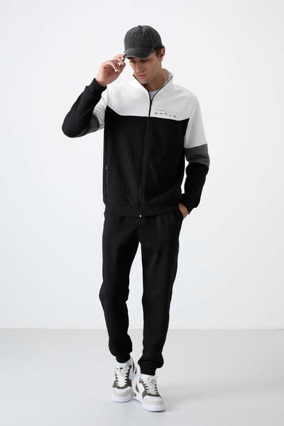 Set trening pentru bărbați Tommylife Wholesale Standard Fit cu fermoar, 85186, negru