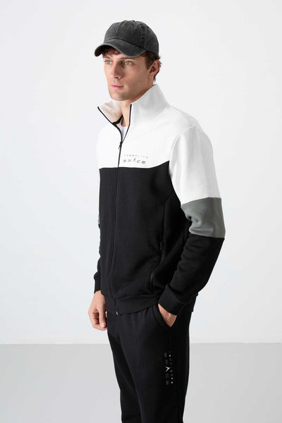 Tommylife Toptan Standart Kalıp Fermuarlı Sweat Erkek Eşofman Takım 85186 Siyah