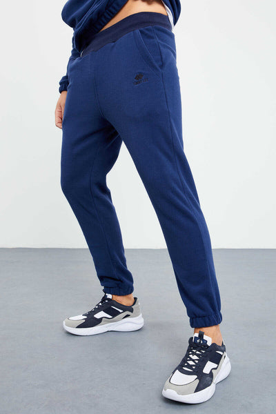 Tommylife Toptan Standart Kalıp Yarım Fermuar Polar Erkek Eşofman Takımı 85159 İndigo