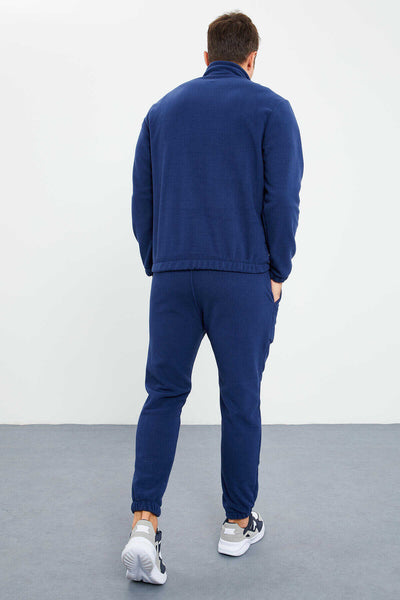 Tommylife Wholesale Standard Fit Half-Zip Fleece Men's Tracksuit Set 85159 Indigo