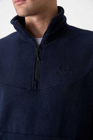 Tommylife Toptan Standart Kalıp Yarım Fermuar Polar Erkek Eşofman Takımı 85159 Lacivert