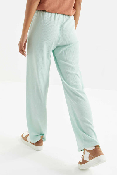 Pantaloni de trening Tommylife Wholesale Aqua Green Classic Leg cu talie și șnur - 94619