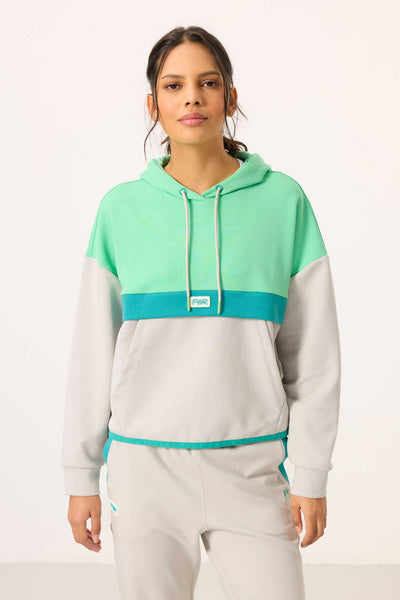 Tommylife Toptan Taş Kapüşonlu Renk Bloklu Kadın Eşofman Takım - 95327