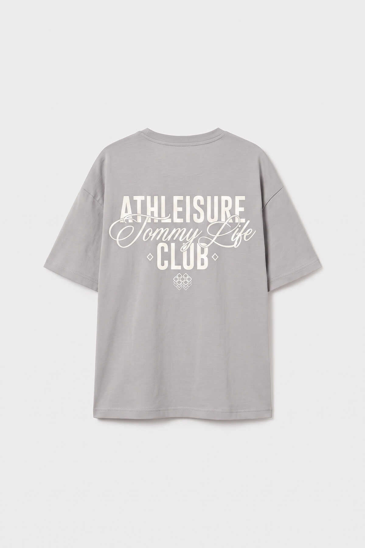 Tricou Tommylife Wholesale Stone Oversize cu mânecă scurtă și imprimeu pentru fete - 75175