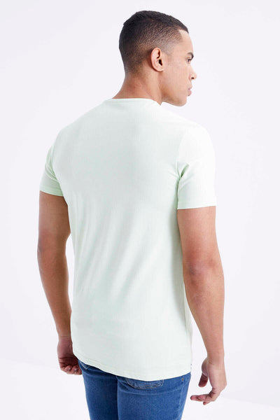 Tricou bărbătesc Tommylife Wholesale cu decolteu în V, croială standard, de bază, 87912, verde deschis