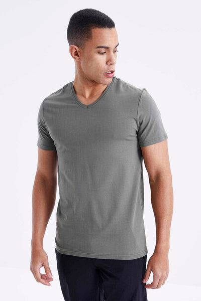Tommylife Toptan V Yaka Standart Kalıp Basic Erkek T-Shirt 87912 Çağla