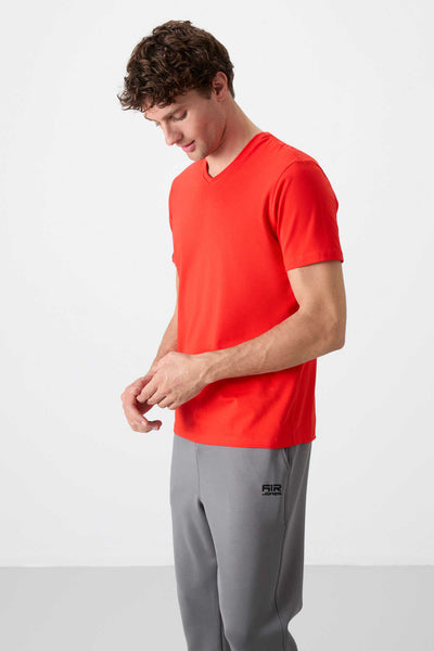 Tommylife Toptan V Yaka Standart Kalıp Basic Erkek T-Shirt 87912 Fiesta