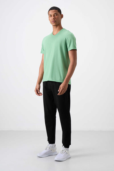 Tommylife Toptan V Yaka Standart Kalıp Basic Erkek T-Shirt 87912 Pastel Yeşil