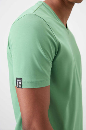 Tommylife Toptan V Yaka Standart Kalıp Basic Erkek T-Shirt 87912 Pastel Yeşil