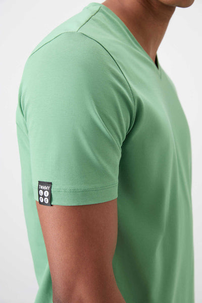 Tommylife Toptan V Yaka Standart Kalıp Basic Erkek T-Shirt 87912 Pastel Yeşil
