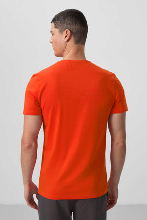 Tommylife Toptan V Yaka Standart Kalıp Basic Erkek T-Shirt 87912 Portakal