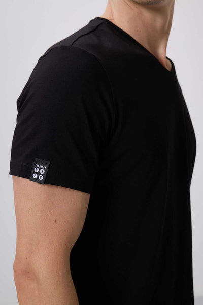 Tommylife Wholesale V-Neck Standard Fit Basic Men's T-Shirt 87912 Black