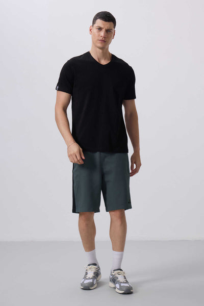 Tommylife Wholesale V-Neck Standard Fit Basic Men's T-Shirt 87912 Black