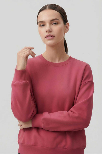 Tommylife Toptan Yaban Gülü Basic O Yaka Oversize Kadın Sweatshirt - 97053