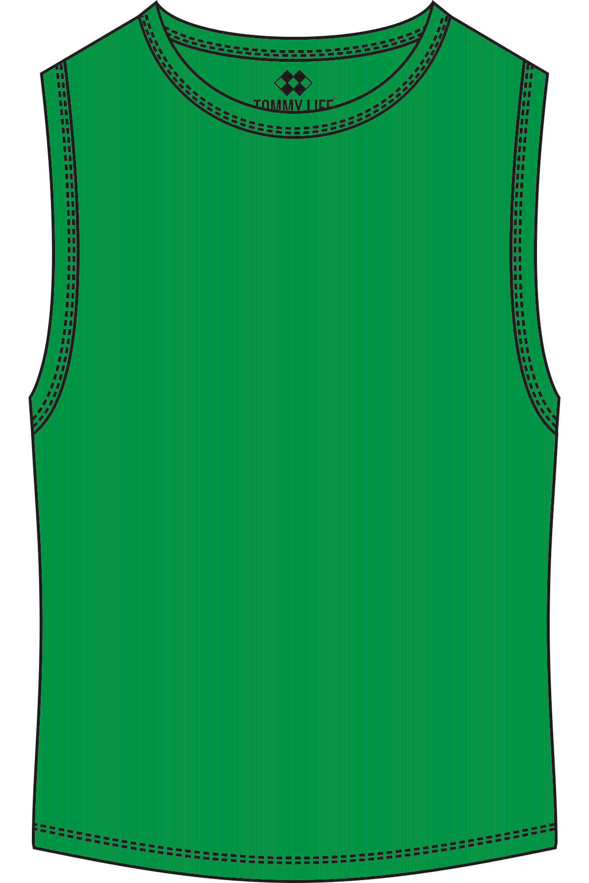 Tommylife Toptan Yeşil Basic Kolsuz O Yaka Kadın Crop Top Atlet - 97204