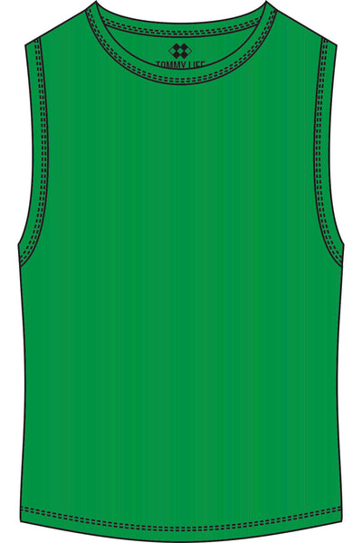Tommylife Toptan Yeşil Basic Kolsuz O Yaka Kadın Crop Top Atlet - 97204