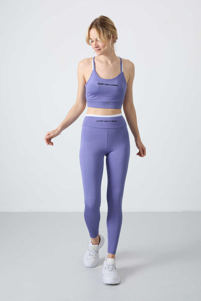 Tommylife Toptan Talie Inalta Fit Stramt Femeie Corset Pantalon Leggings Set 95333 Violet