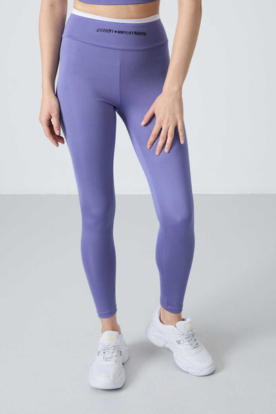 Tommylife Toptan Talie Inalta Fit Stramt Femeie Corset Pantalon Leggings Set 95333 Violet