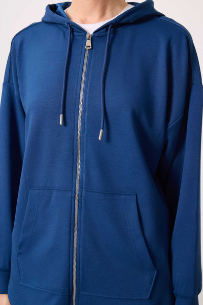 Tommylife Toptan Tunic Sweatshirt pentru femei, pluș cu glugă, oversized - 97302 Parlament