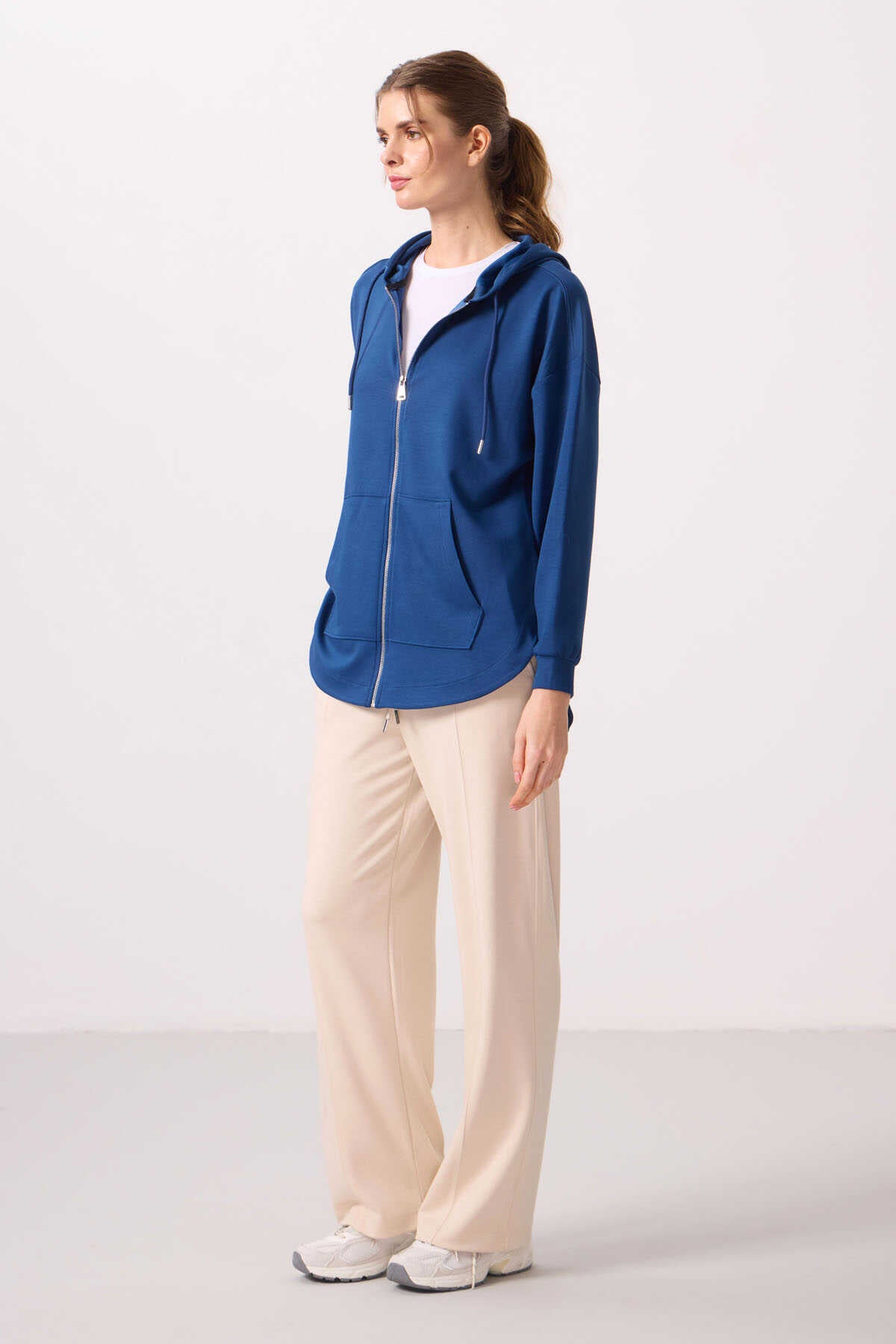 Tommylife Toptan Tunic Sweatshirt pentru femei, pluș cu glugă, oversized - 97302 Parlament