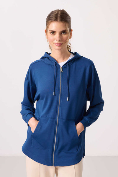 Tommylife Toptan Tunic Sweatshirt pentru femei, pluș cu glugă, oversized - 97302 Parlament