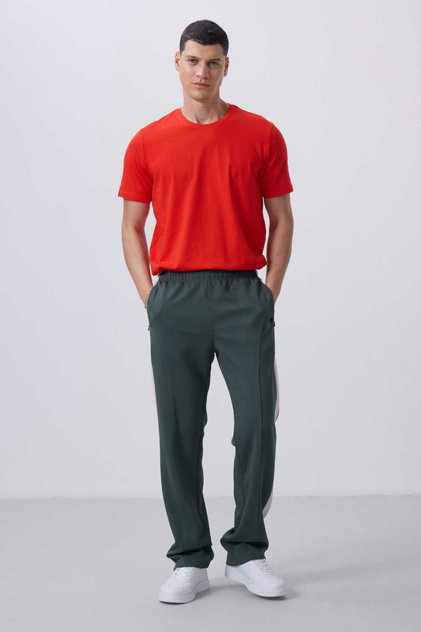 Tommylife Toptan Yüzeyi Dokulu Standart Fit Palazzo Erkek Pantolon 82171 Haki
