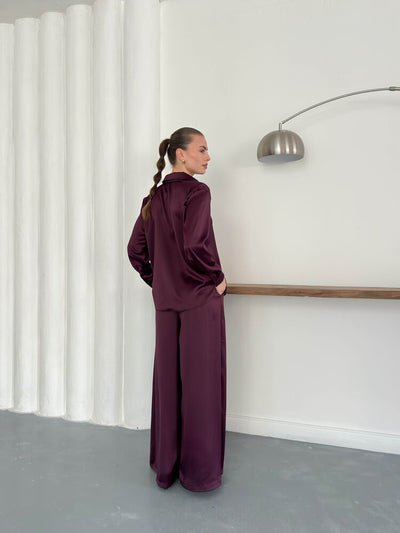 Topshow | Satin Shirt - Plum | F2062