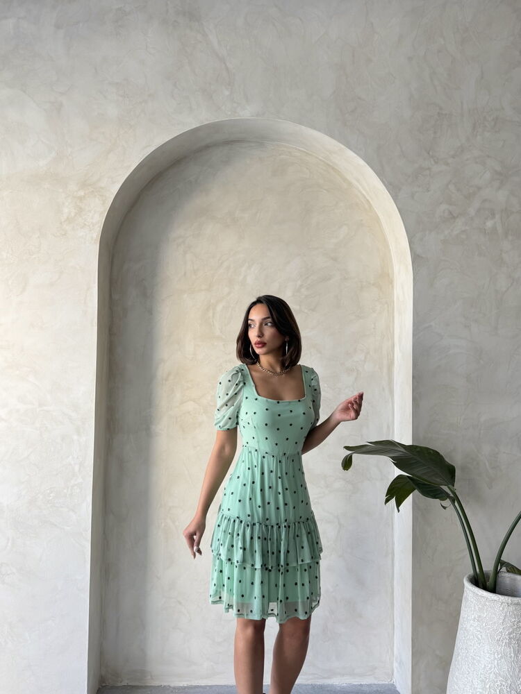 Rochie Topshow Çağla cu guler tip barcă, fustă florală, mânecă scurtă, en-gros