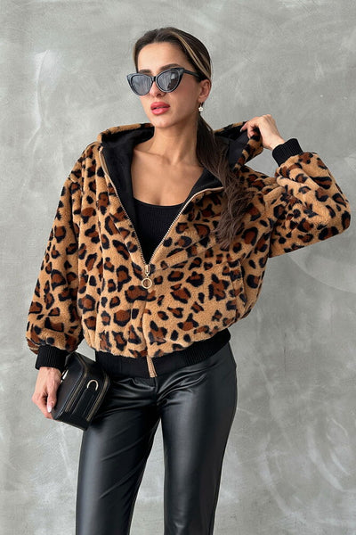 Jachete Bakili Plush en-gros - Camel Leopard