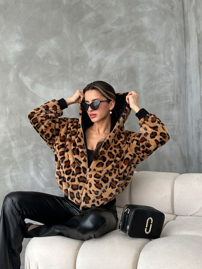 Jachete Bakili Plush en-gros - Camel Leopard