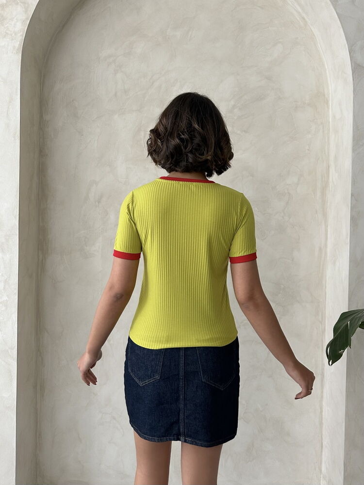 Tricou Topshow Roșu Fistic Brodat En-gros