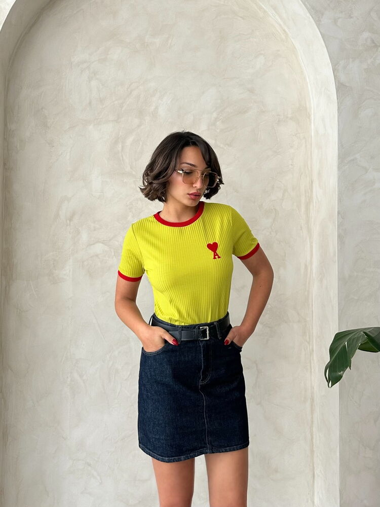 Tricou Topshow Roșu Fistic Brodat En-gros
