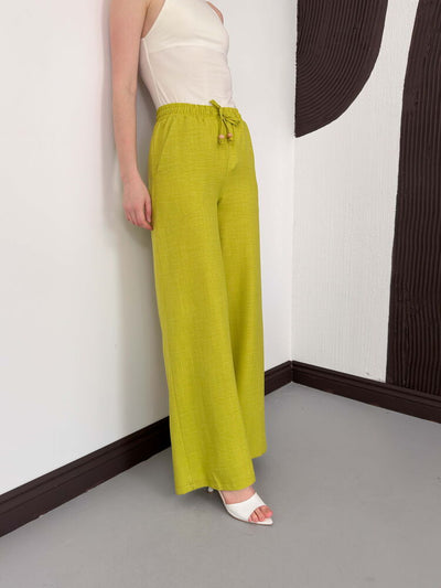 Pistachio Green Linen Wholesale Trousers | D2381 Topshow