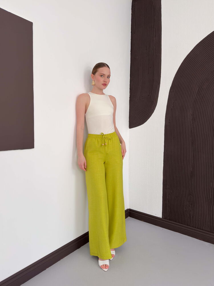 Pistachio Green Linen Wholesale Trousers | D2381 Topshow