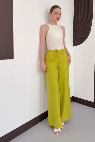Pistachio Green Linen Wholesale Trousers | D2381 Topshow