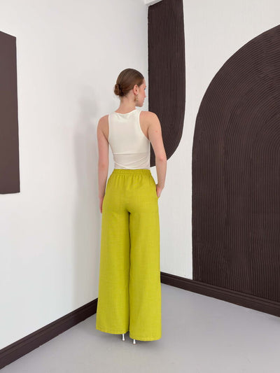 Pistachio Green Linen Wholesale Trousers | D2381 Topshow