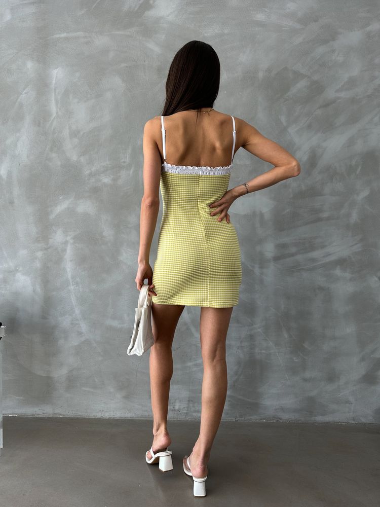 Topshow Pistachio Gingham Strappy Wholesale Dress