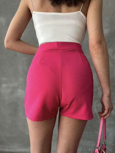Pantaloni scurți Topshow Fuchsia cu nasturi decorativi, en-gros