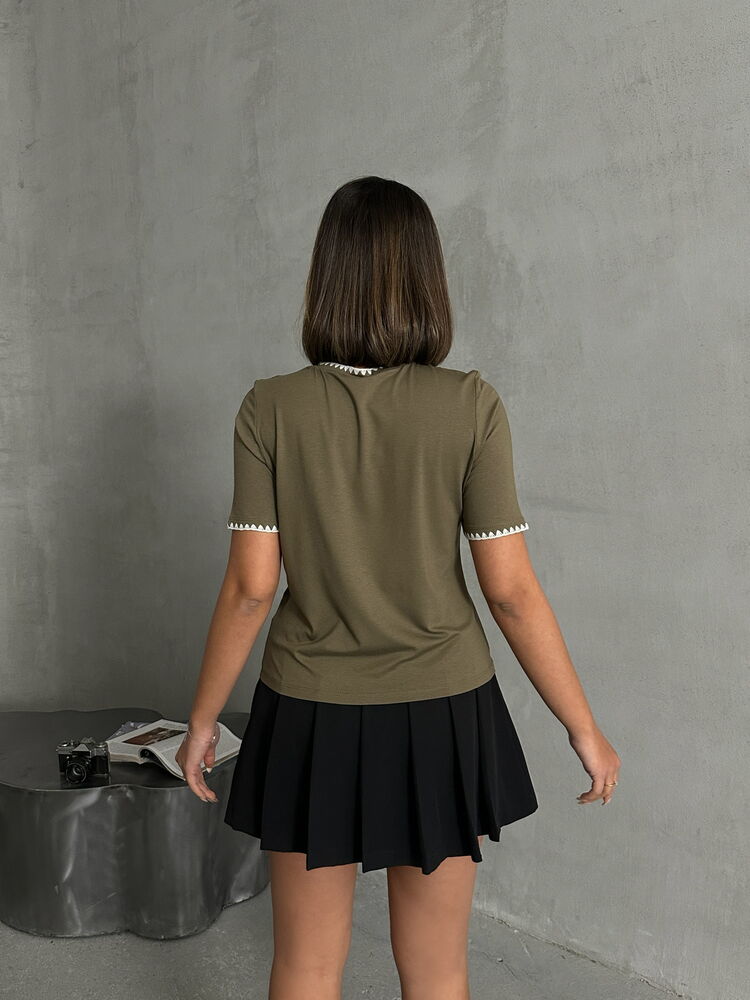 Topshow Haki Çoban Dikişli Toptan T-Shirt