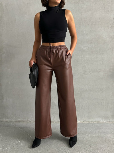 Pantaloni de piele en-gros - Cafea