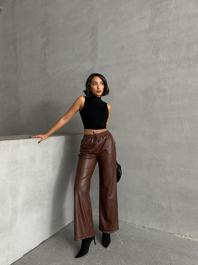 Pantaloni de piele en-gros - Cafea