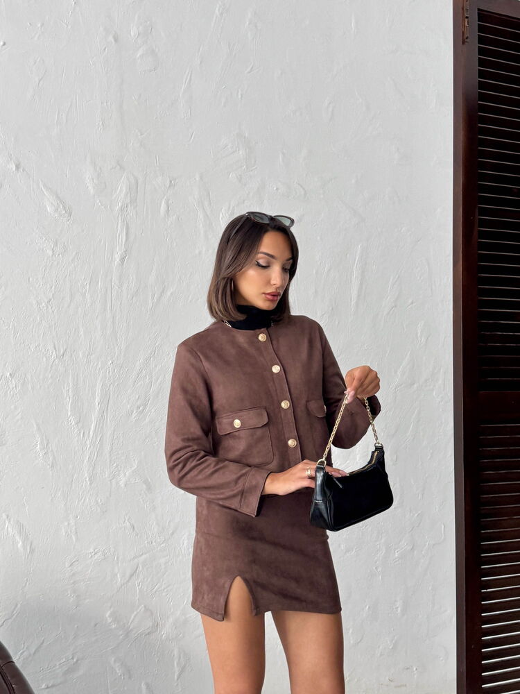 Topshow Coffee Suede Pocket Wholesale Jacket