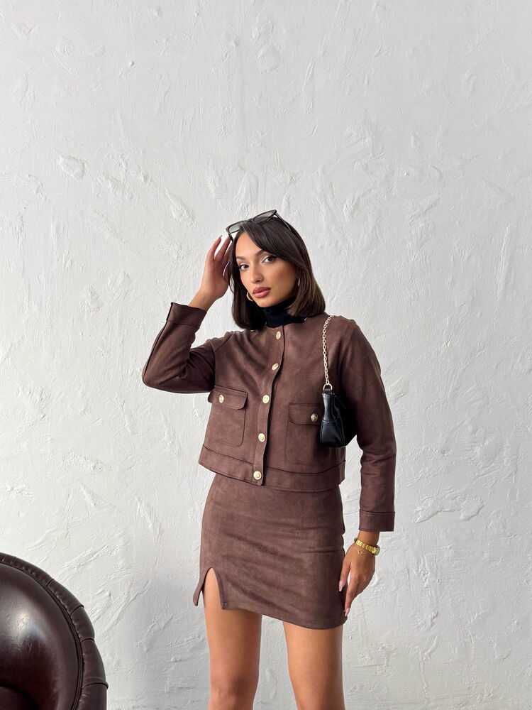 Topshow Coffee Suede Pocket Wholesale Jacket